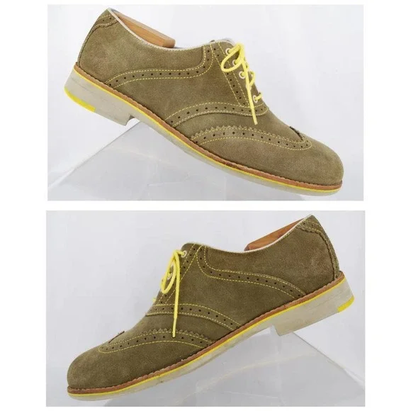 Johnston & Murphy Men's Taupe Suede Sheepskin Brogue Wingtip Oxfords - Picture 4 of 9